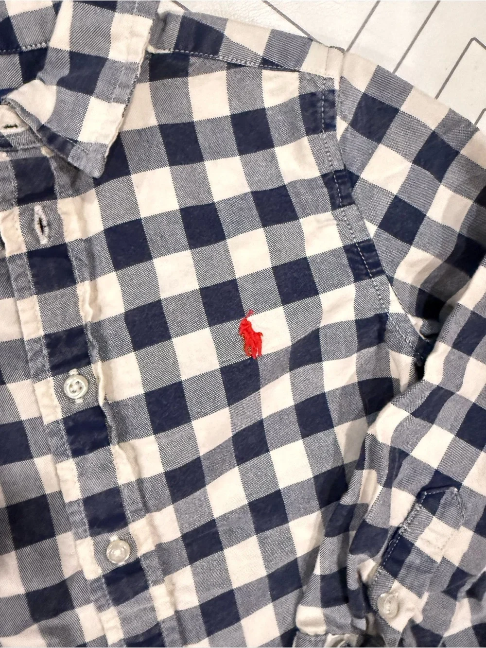 Polo Ralph Lauren Navy & Cream Plaid Longsleeve Button-Down